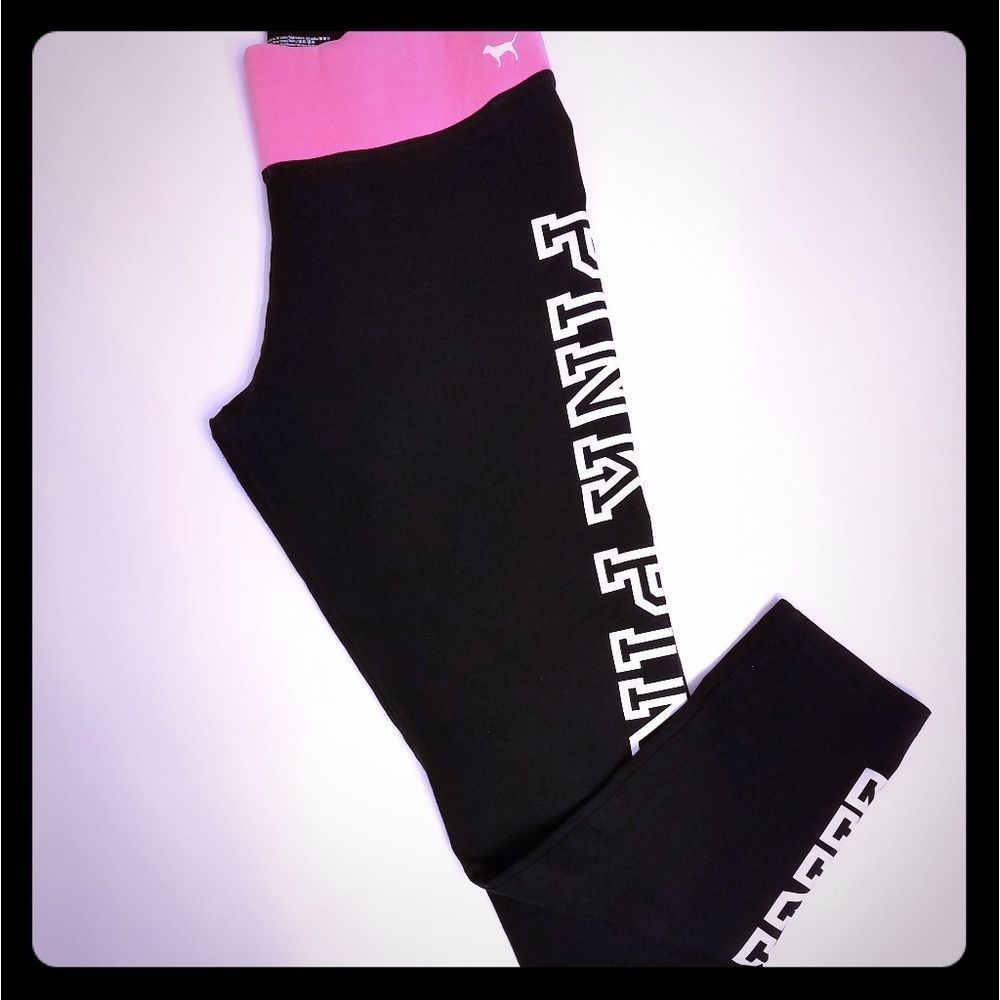VS PINK LOGO FLAT WAIST SKINNY LEGGINGS